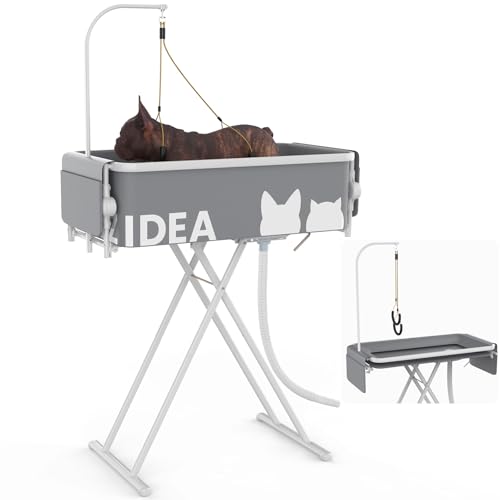 PAWZIDEA 2-in-1 Portable Dog Bathtub & Grooming Table, 33" Foldab...
