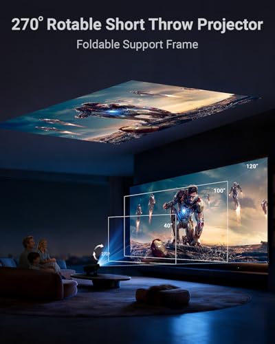 Image of 【Native 1080P】Smart Mini Projector with WiFi and Bluetooth, 500ANSI, 8W Speakers,AI Auto Focus & Keystone,Home Movie Portable Outdoor