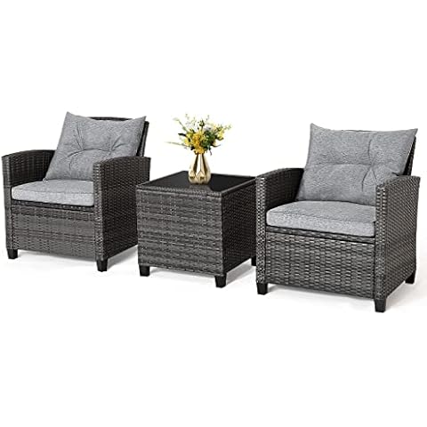 COSTWAY 3 Pieces Light Grey Patio Set Cover