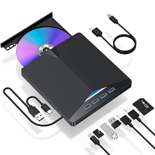 ROOFULL ブルーレイドライブ 外付け 【7 in 1】 USB3.0＆Type-C対応 薄型軽量 blu-ray プレイヤー 外付けブルーレイプレーヤーライブ blu-ray 外付けドライブ BD/DVD/VCD/CD BDXL・M-DISC対応 Windows/Mac対応 薄型多機能 ZYLFN