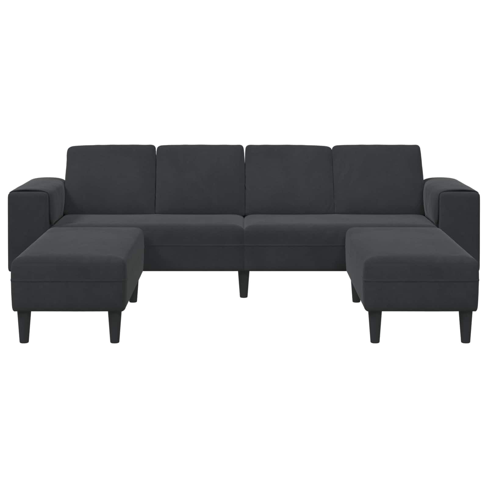 Kanapa do salonu, 3 szt., czarna, 250 x 188 x 76 cm, zestaw tapicerowany z otomaną i recamiere, trzyosobowa sofa z oddychającym obiciem, stabilne oparcie