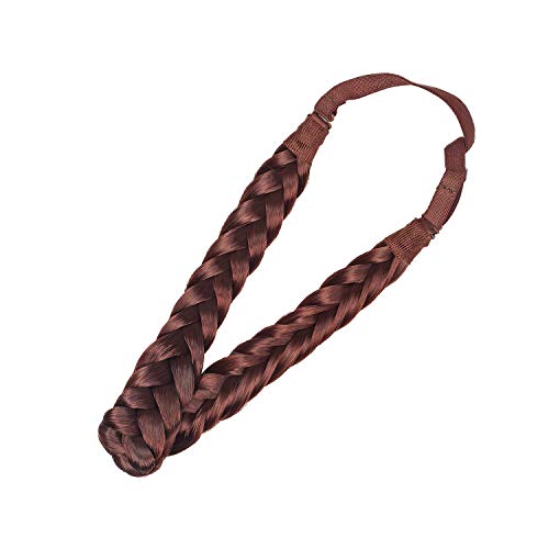 QUEYING Braid Headbands For Women Looking Natural Fashion Beauty Synthetic Elastic Two Strands Braided Hair Band Accessories Extension - Red (F6A-33-55#)