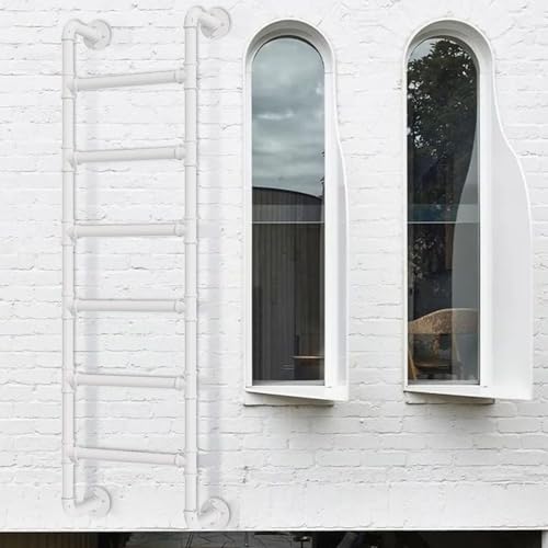 Escalera de hierro blanco anticaídas con peldaños estables para sótanos de apartamentos 2