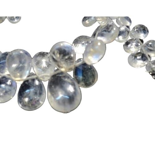 Pierre de lune arc-en-ciel briolettes poire 7x5-10x6mm pour bijoux 34pcs