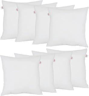 Set of 8-40cm x 40cm Hollowfibre Cushion New White Pad Inner Stuffer Pillow Polyester Insert Square Hypoallergenic (Pack of 8 | 16" x 16")