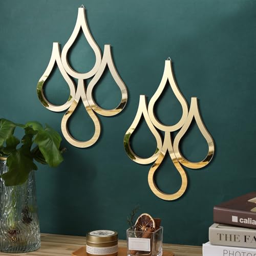 Weysat-2-Pieces-Teardrop-Wall-Mirror-Hanging-Wall-Mounted-Decorative-Accent-Mirror-for-Home-Living-Room-Bedroom-Bathroom-157-x-11-InchGold