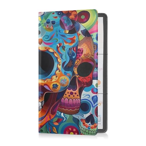 Porta carte di credito pelle per uomo e donna organizer per di documenti essenziali patente di guida teschi di zucchero festivi Multi 1 size