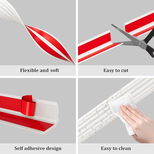 Duzzy Wall Corner Protector Trim, 40 Feet Flexible Inside & Outside Corner Guard Trim, Peel and Stick Corner Molding, Self-Adhesive Strip for Wall Edge, Ceiling, Door Frames, Countertop by Duzzy - Image 5