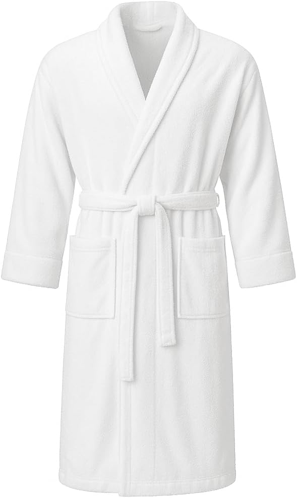 Jmr Terry Cloth Robes for Women & Men - Lightweight Cotton Bathrobe - Spa-Quality White Cotton Robe for After Shower