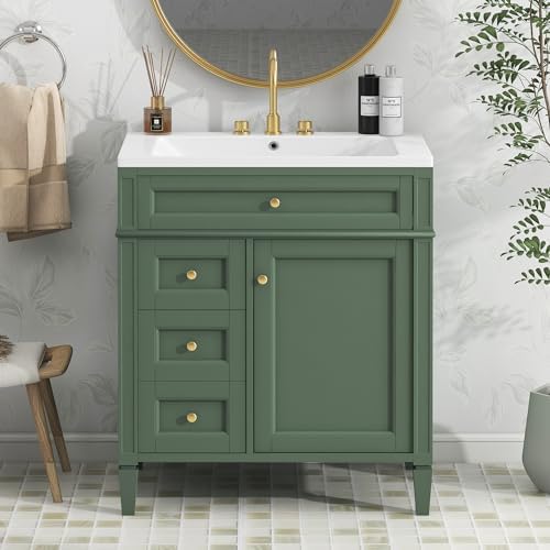 LUMISOL 36" Bathroom Vanity with Sink Combo, Modern Green