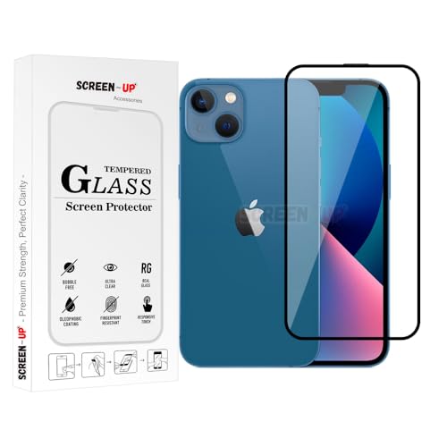 Image of ScreenUp Tempered Glass For Apple iPhone 13 - Ultra Clear, 9H Scratch Resistant, Full Coverage, Easy Install Screen Protector