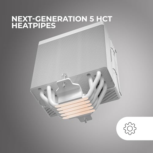 MARS GAMING MCPU-X5, Disipador CPU 280W TDP, 5x Heatpipes HCT Nueva Generación, Ventilador PWM SI Extreme-Silent 120mm, Núcleo de Cobre Hiperbalanceado, Compatibilidad Universal Intel y AMD, Blanco - imagen 3