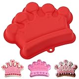 YISUYA Crown Cake Pan, 3D Crown Shape Baking Pan, Silicone Cake Mold Cake Pan, Silicone Baking Pan, Novelty Cake Molds Silicone, Wedding Christmas Birthday Cake Baking Pan, Cake Molds for Baking (Red)