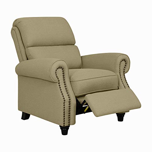Domesis Cortez - Linen Push Back Recliner Chair, Barley Tan #TOP2