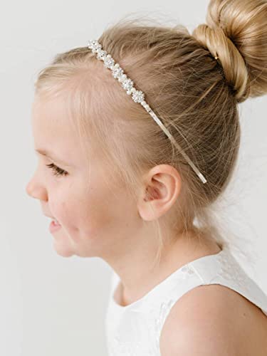 Sweetv Flower Girl Headpiece Silver Girls Headband For Wedding Crystal Floral Princess Hairband Baby Girl Hair Accessory For Birthday, First Communion #TOP1