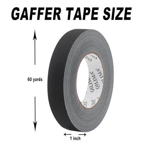 Image of QILIMA Black Gaffers Tape, Hand Tear Self-Adhesive Gaffer Tape for Labeling, Cable, Stage, Photography, Matte Non-Reflective, 1inch x 60yds,1 Pack
