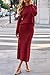 Arach&Cloz Women's Two Piece Outfits 2026 Spring Fashion Cashmere Lounge Sweater Long Sleeve Raglan Cuffs Knit Top Midi Dress Matching Work Sets Business Outfits (Burgundy L)