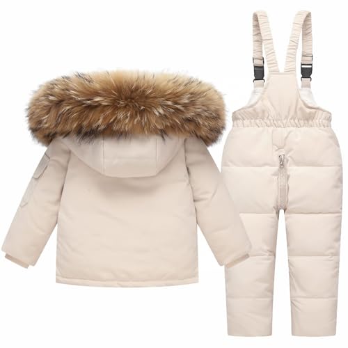 Kids Ski Jacket Bib Pants Set Winter Snowboarding Rain Coats Girls Boys Snow Suits Waterproof Snowboarding Outfit (White, 2-3 Years)2