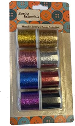 Organzy Metallic Sewing Thread  Perfect for Embroidery  Great for Sewing Projects - Assorted Colour Glitter Threads  Multicolour  8 Pack
