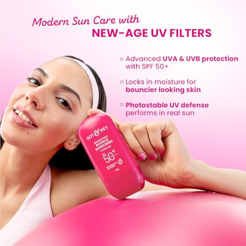 Image of Dot & Key Dragon Fruit Bounce Sunscreen In-Vivo Tested SPF 50+ PA++++, With New-Age UV Filters, Lightweight, Cushion-Gel Texture, Fast-Absorbing, Niacinamide Infused, Broad Spectrum Protection || 50g
