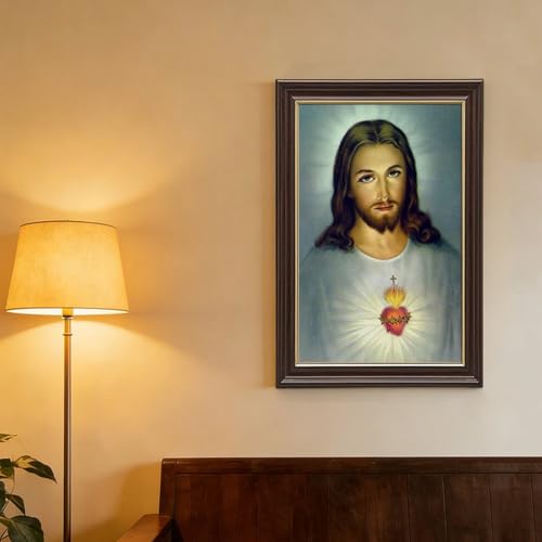 Toile Jésus Sacré-Cœur et Divine Miséricorde cadre 20x30cm