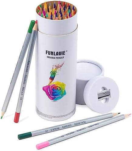 FUNLAVIE Colored Pencils 48 Coloring Pencils Premium Art Drawing Pencil for Adults Coloring Book