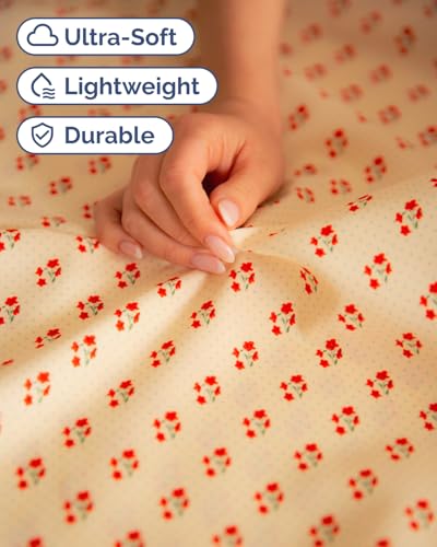 Image of Twin XL 3 Piece Floral Sheet Set - Soft & Cooling - Cherry Blossom Dot