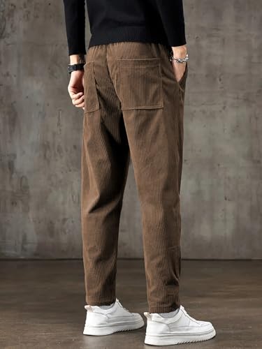 Image of Samfor Men's Comfortable Corduroy Pants | Relaxed Fit Stretch Waist Trousers for Everyday Wear