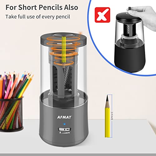 Hands-Free Electric Pencil Sharpener, Afmat Regargeable Pencil Sharpener, Fully Automatic Pencil Sharpener For 6-7.8Mm Colored Pencils, Fast Sharpening, No Uneven Tips, Ideal For Short Pencils #TOP3
