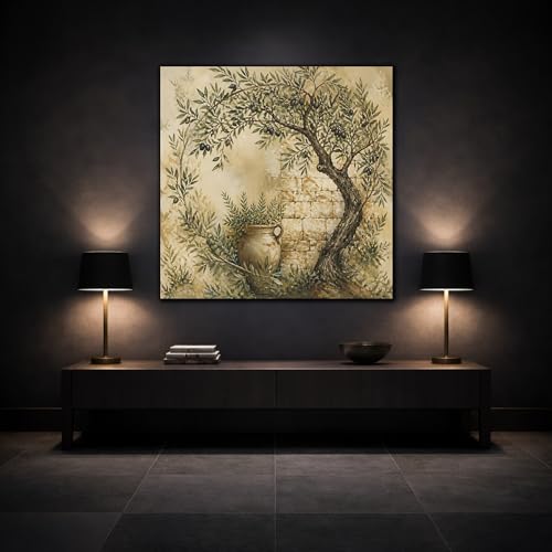 Tableau olivier rustique 60x60 cm pour salon - 3