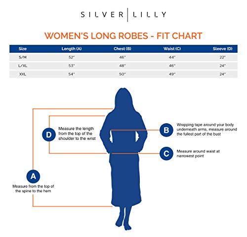 Silver Lilly Womens Sherpa Trim Fleece Robe With Hood - Full Length Warm Plush Luxury Bathrobe (Black, Large-X-Large) #TOP3