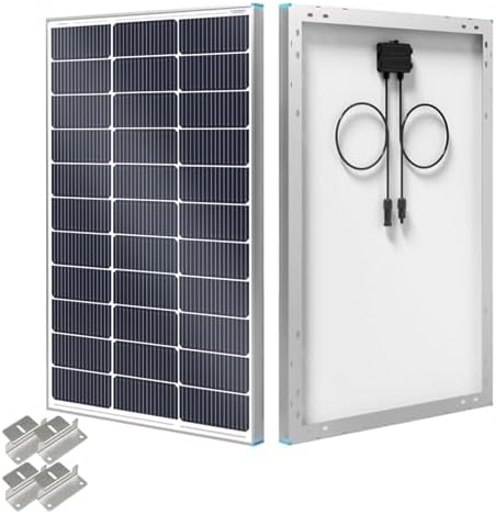 Renogy Solar Panel 100 Watt 12 Volt with Mounting Z Brackets, 16B...
