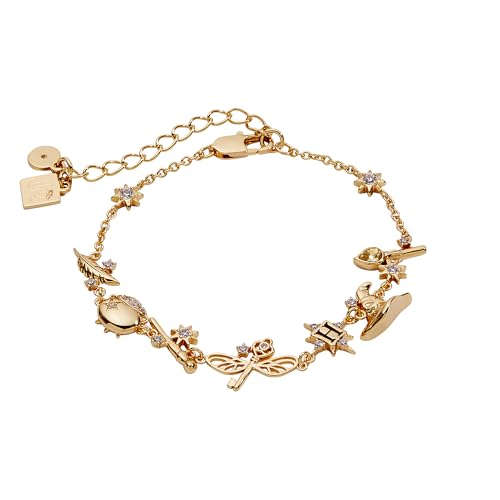 Alex and Ani Harry Potter Mixed Icon Inline Charm Bracelet - Nickel-Free Gold Plated Bracelet for Women Safe Materials Ideal Harry Potter Jewelry Gift