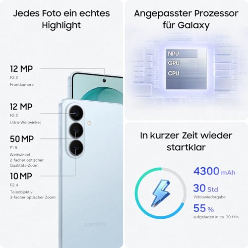 Samsung Galaxy S26 AI Smartphone mit Galaxy AI, Ohne Vertrag, Handy mit Android, 12 GB RAM, 256 GB Speicher, AP Prozessor, 50 MP, Sky Blue… – Ansicht 6