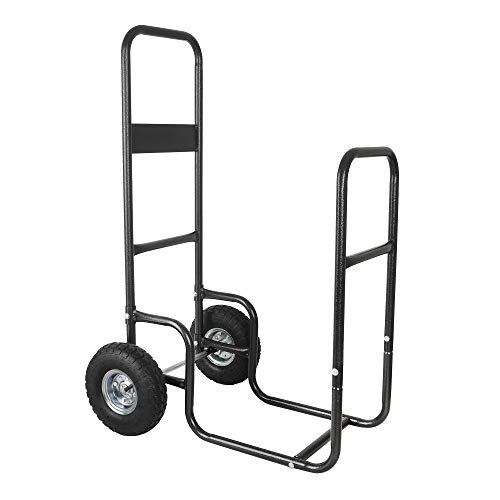 Leadallway Firewood Log Cart Carrier With 2 Pheumatic Wheels,Labour-Saving Wood Stove Accessories Tools thumb #8