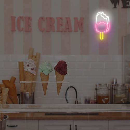 Image of Attivolife Ice Pop Neon Sign for Wall Decor, Light up Delicious Popsicle LED Lamp with Dim USB Powered, Unique Business Fast Food Shop Restaurant Decoration, Christmas Day Birthday party