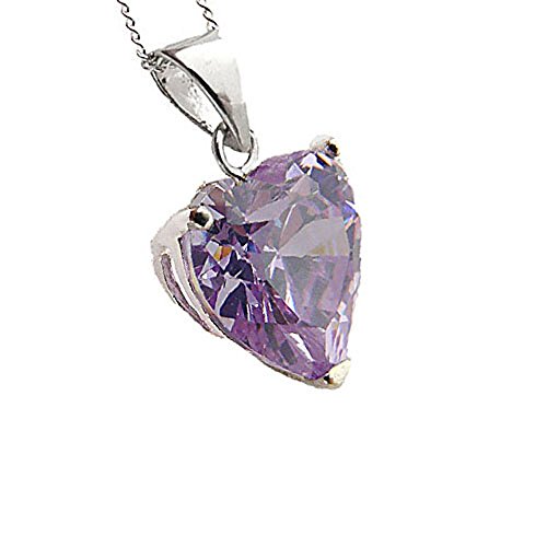 925 plata esterlina de lavanda Zirconia cúbico CZ colgante de corazón con cadena - en caja de regalo