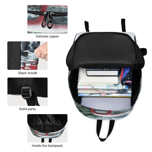 Backpack Lunch Box Set Large Capacity Travel Backpacks and Insulated Lunch Bag for Commute Hiking Picnic Truck Christmas Tree Print3