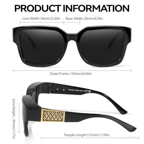 LVIOE Fit Over Glasses Sunglasses Women Men Polarized Oversized Square with UV400 Protection Shades3