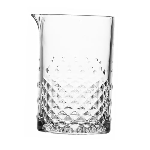 HEALEEP Bicchiere Da Bar Per Mescolare Cocktail 700ml in Vetro Di Cristallo Base Pesante e Design Intagliato Antiscivolo Per Bartender Professionisti e Uso Domestico