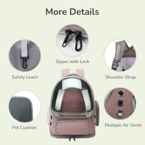 Image of Large Cat Backpack Carrier Expandable Pet Carrier Backpack for Small Medium Cats Fit Up to 18 Lbs, Foldable Puppy Backpack Carrier for Travel, Hiking, Expandable-Brown