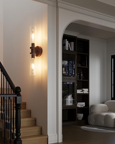 Image of Rayogale Walnut Wireless Battery Operated Wall Sconces with Remote Control