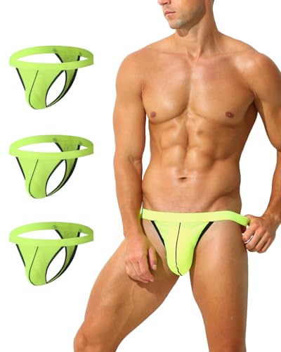 Men's Sexy Low Rise G-String Thong Ice Silk Mesh Underwear Colorblock Sheer Bulge Pouch 3 Pack
