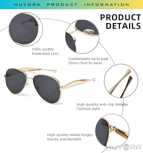 Image of Trending Aviator UV400 Unisex Sunglasses with Designer Metal Frame - Stylish Retro Sun Glasses for Man & Woman - Party Driving Fashion Branded Trendy UV Protected Classy Goggles