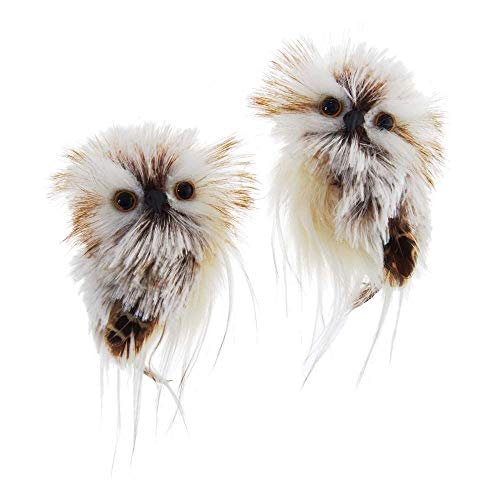 Kurt Adler Owl Ornaments Brown and Cream 2 Assorted