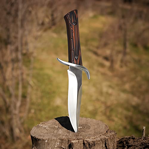 Aubey Fixed Blade Hunting Knife, 440C Steel Camping Knife With Non-Slip G10 Handle And Leather Sheath For Men Gift #TOP4