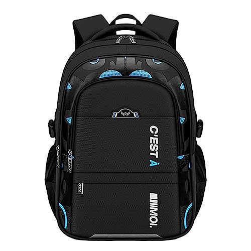 Backpack School Bag for Boys, Waterproof Backpacks Large Capacity Kids Rucksack with Multiple Pockets, Lightweight School Bags for Primary school, Middle and High School Students (Black, Large)