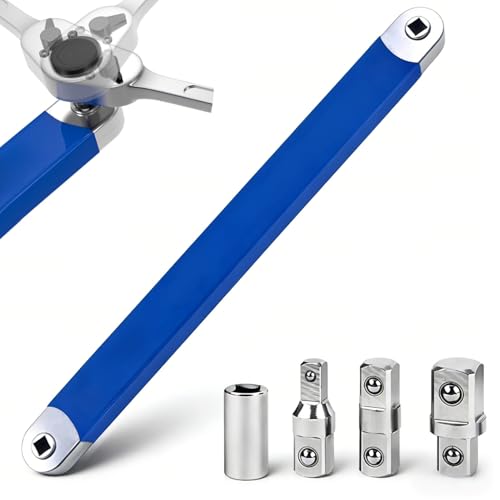 Image of Sinlay Offset Extension Wrench, Dual-Head Spanner Extender & Multifunctional Transfer Tool with 1/2", 1/4" and 3/8" Square Drive Adapters for Handling Car Repair Tool
