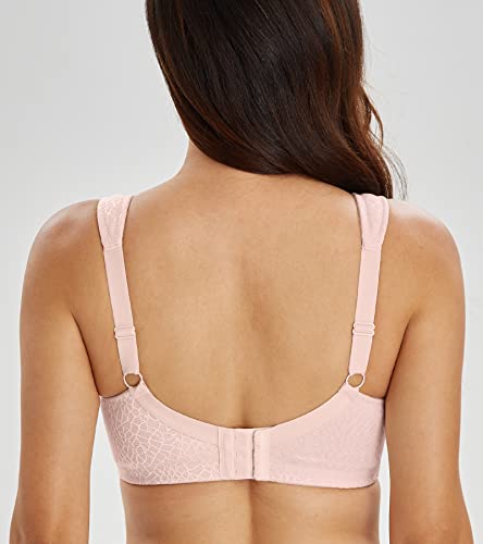 Lemorosy Women's Plus Size Full Coverage Non Padded Wireless Minimizer Bra -Comfort And Double Support (38G, Pink) #TOP3