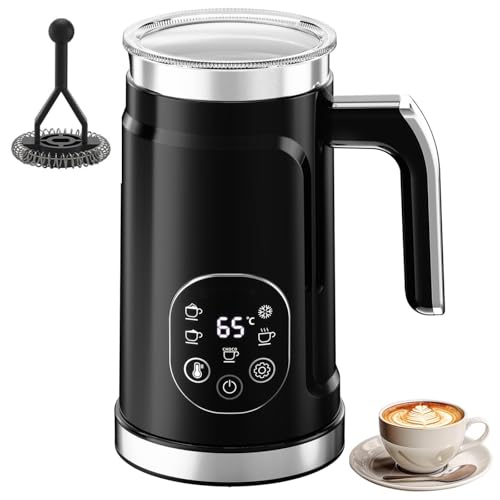 Hot Milk Frother Electric, 5 In 1 300ml Automatic Warmer Milk Steamer and Frother Whisk with Temperature Adjustment, Cold Foam Maker Machine For Cappuccino, Latte, Hot Chocolate